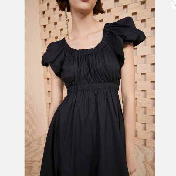 Ulla Johnson Nanette Midi Dress in Noir Black Size 4 - Picture 2 of 11